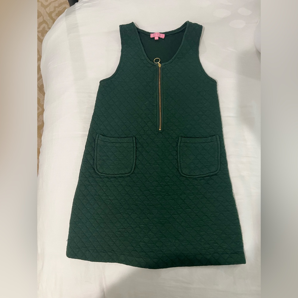 Bushy kids size 12 green quilted jumper dress